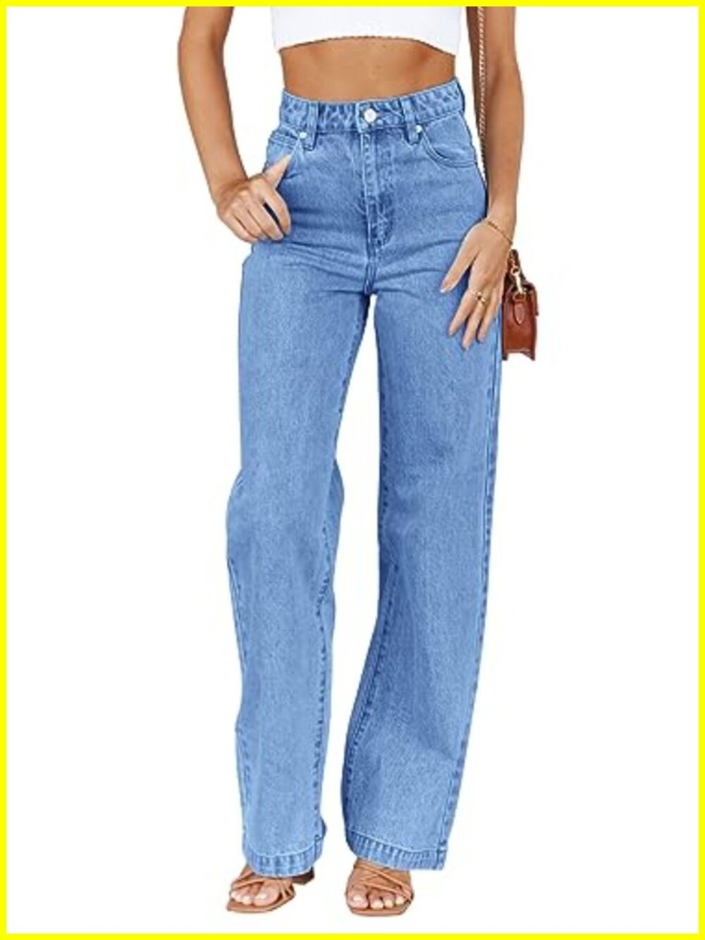 High Waisted Boyfriend Jeans Baggy Straight Leg Denim Pants Casual with Pockets